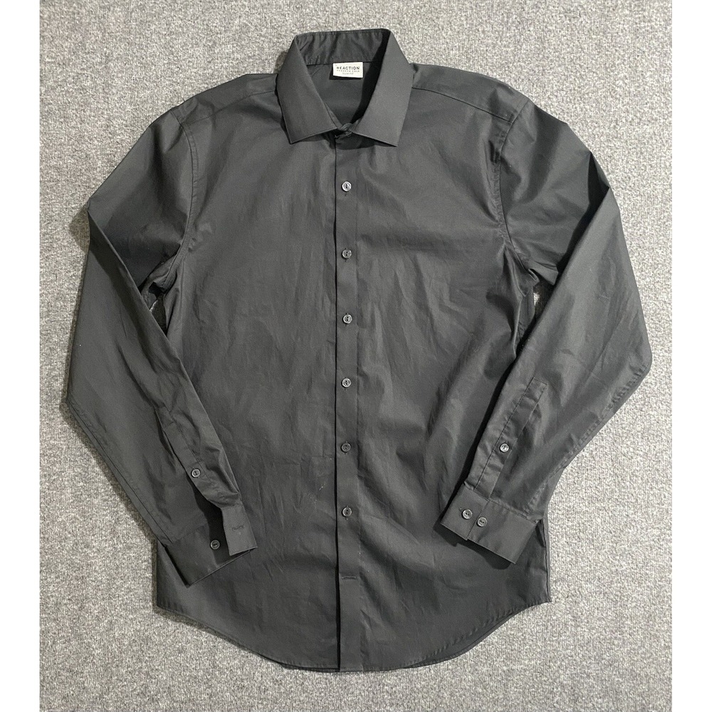 Reaction Kenneth Cole Slim Fit Dress Shirt Mens Black 15 32/33 Long Sleeve